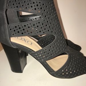 All black open boot heels size 7